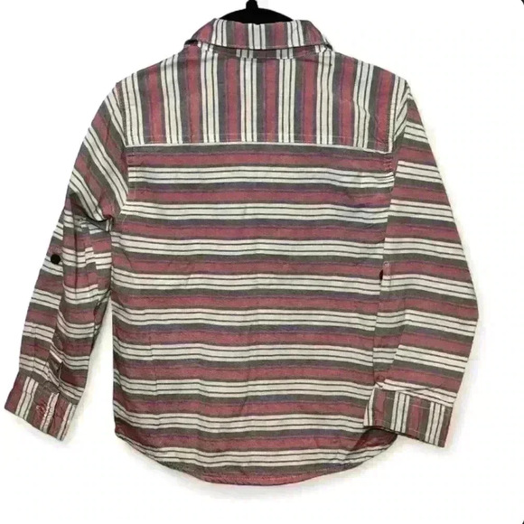 DKNY - Red/Blue/White striped button down-Boys 4T - Picture 3 of 4